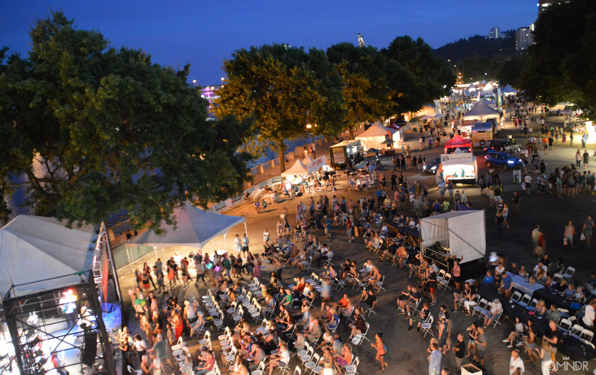 The Garden Stage and crowd by night